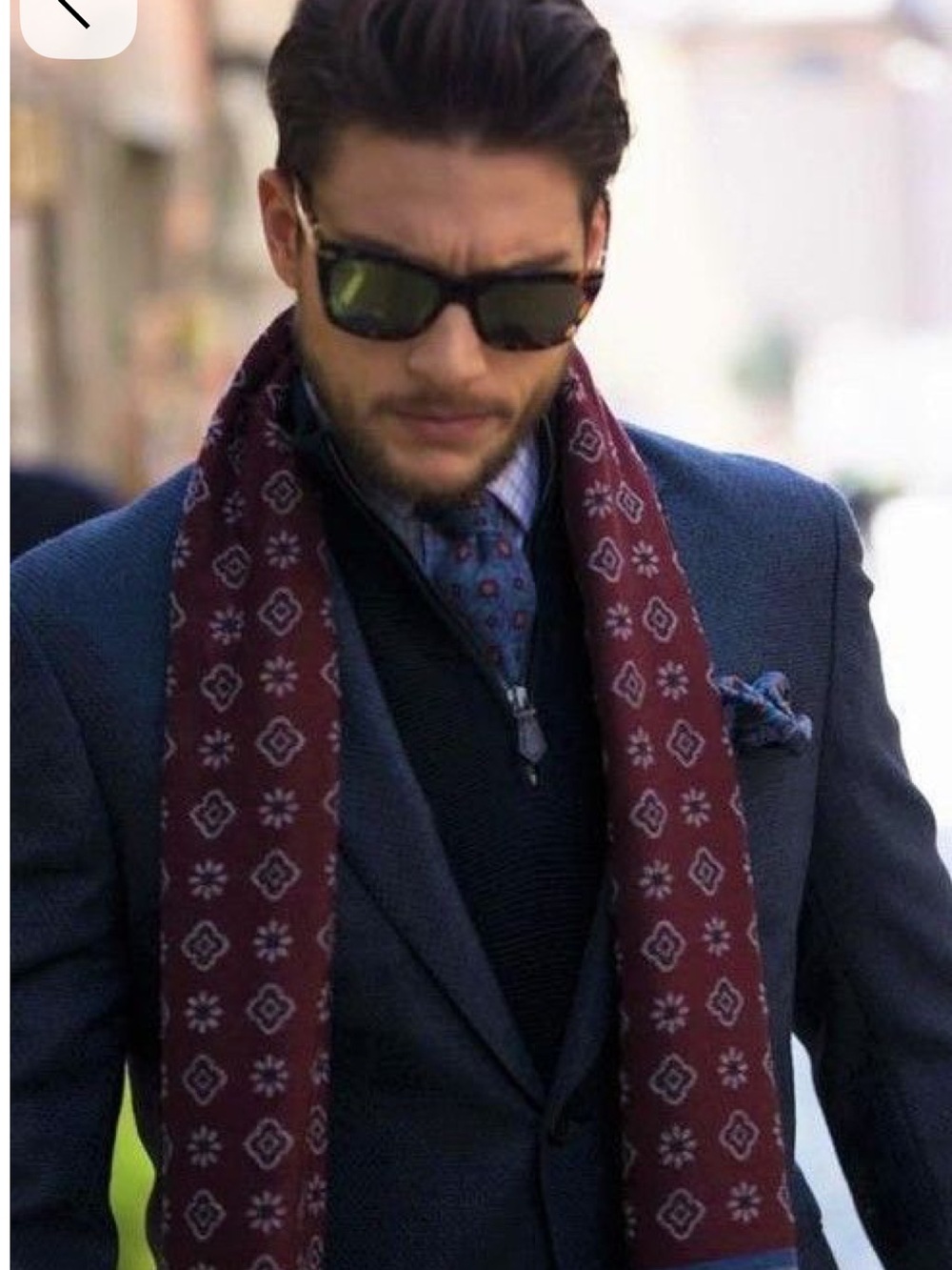Jos. A. Bank Men's Burgundy Patterned and navy blue double side Scarf